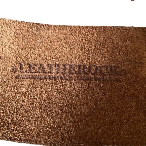 Leatherock Brown Leather Wide Made in Italy Stone Gild Buckle Belt size large - Picture 8 of 10